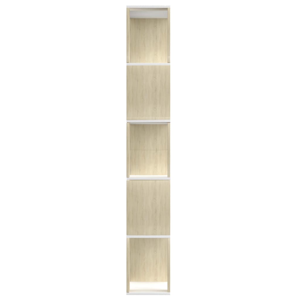 Book Cabinet/Room Divider White and Sonoma Oak 80x24x159 cm