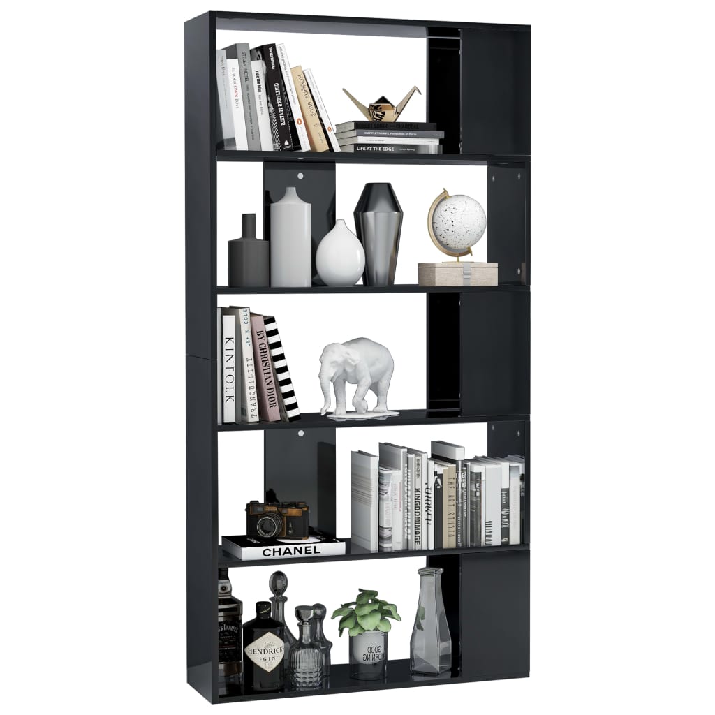 Book Cabinet/Room Divider High Gloss Black 80x24x159 cm