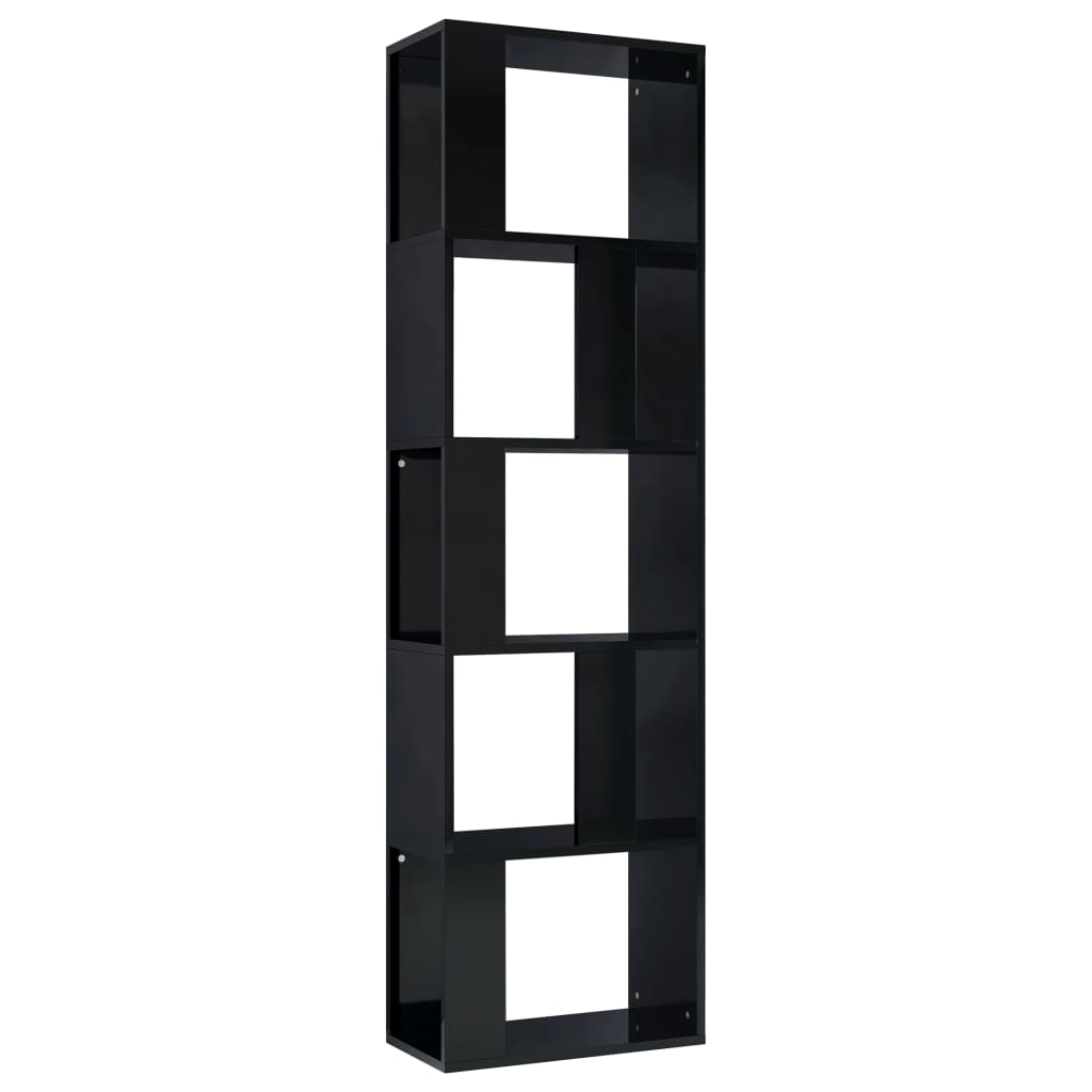 Book Cabinet/Room Divider High Gloss Black 45x24x159 cm Engineered Wood