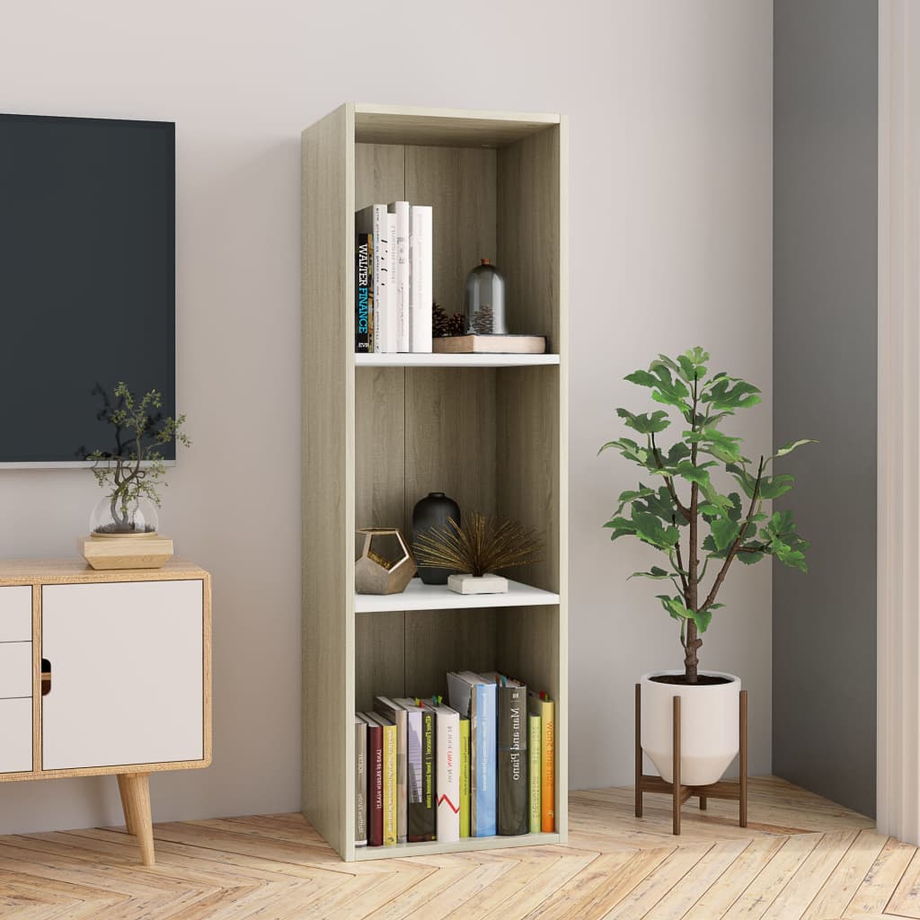 Book Cabinet/TV Cabinet White and Sonoma Oak 36x30x114 cm Engineered Wood