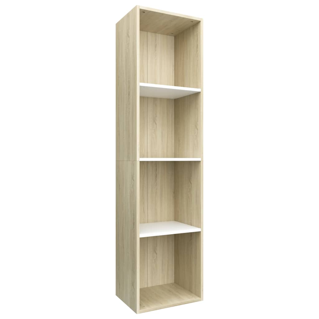 Book Cabinet/TV Cabinet White and Sonoma Oak 36x30x143 cm Engineered Wood