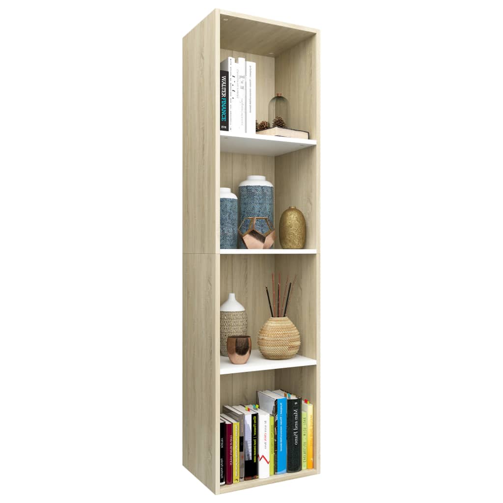 Book Cabinet/TV Cabinet White and Sonoma Oak 36x30x143 cm Engineered Wood