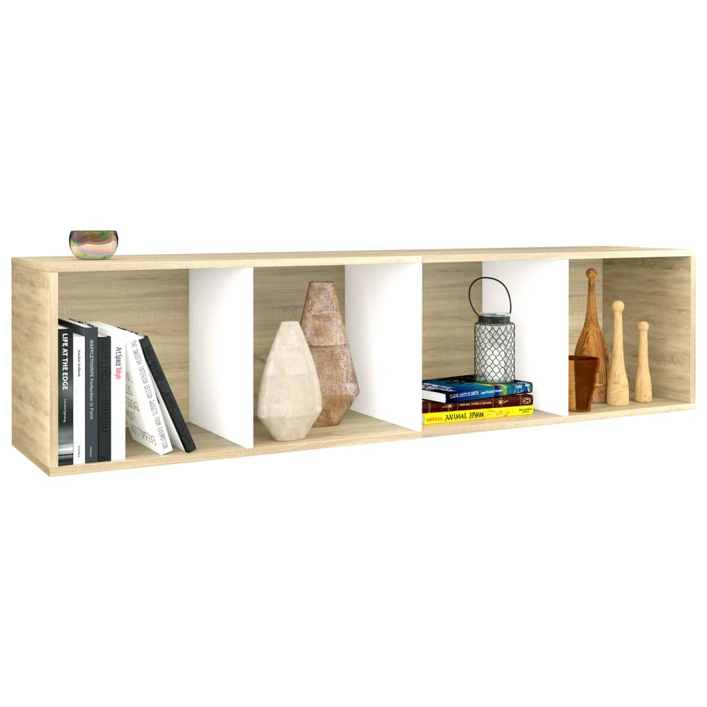 Book Cabinet/TV Cabinet White and Sonoma Oak 36x30x143 cm Engineered Wood