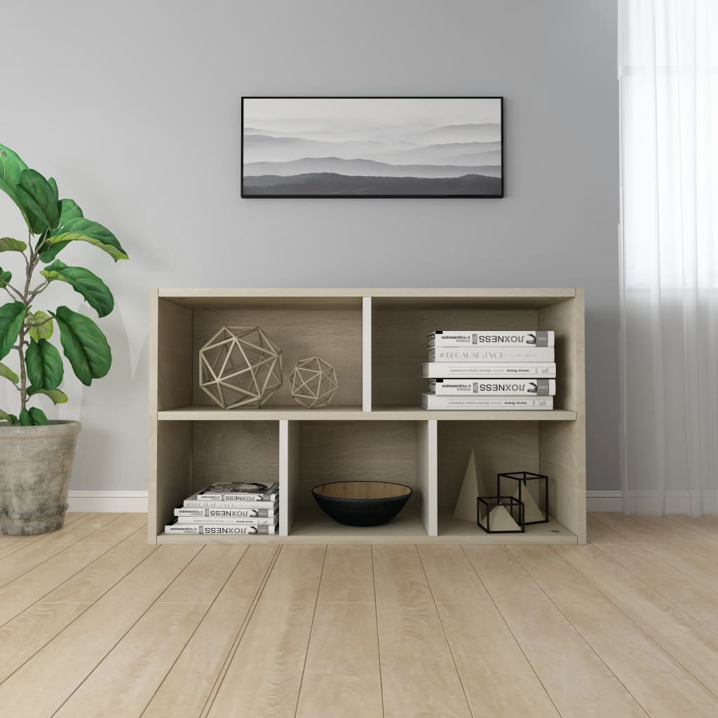 Book Cabinet/Sideboard White and Sonoma Oak 50x25x80 cm Engineered Wood