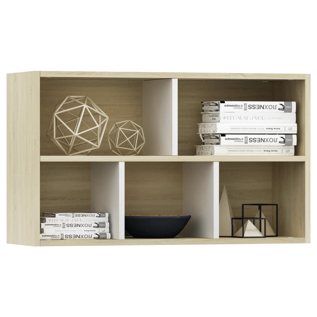 Book Cabinet/Sideboard White and Sonoma Oak 50x25x80 cm Engineered Wood