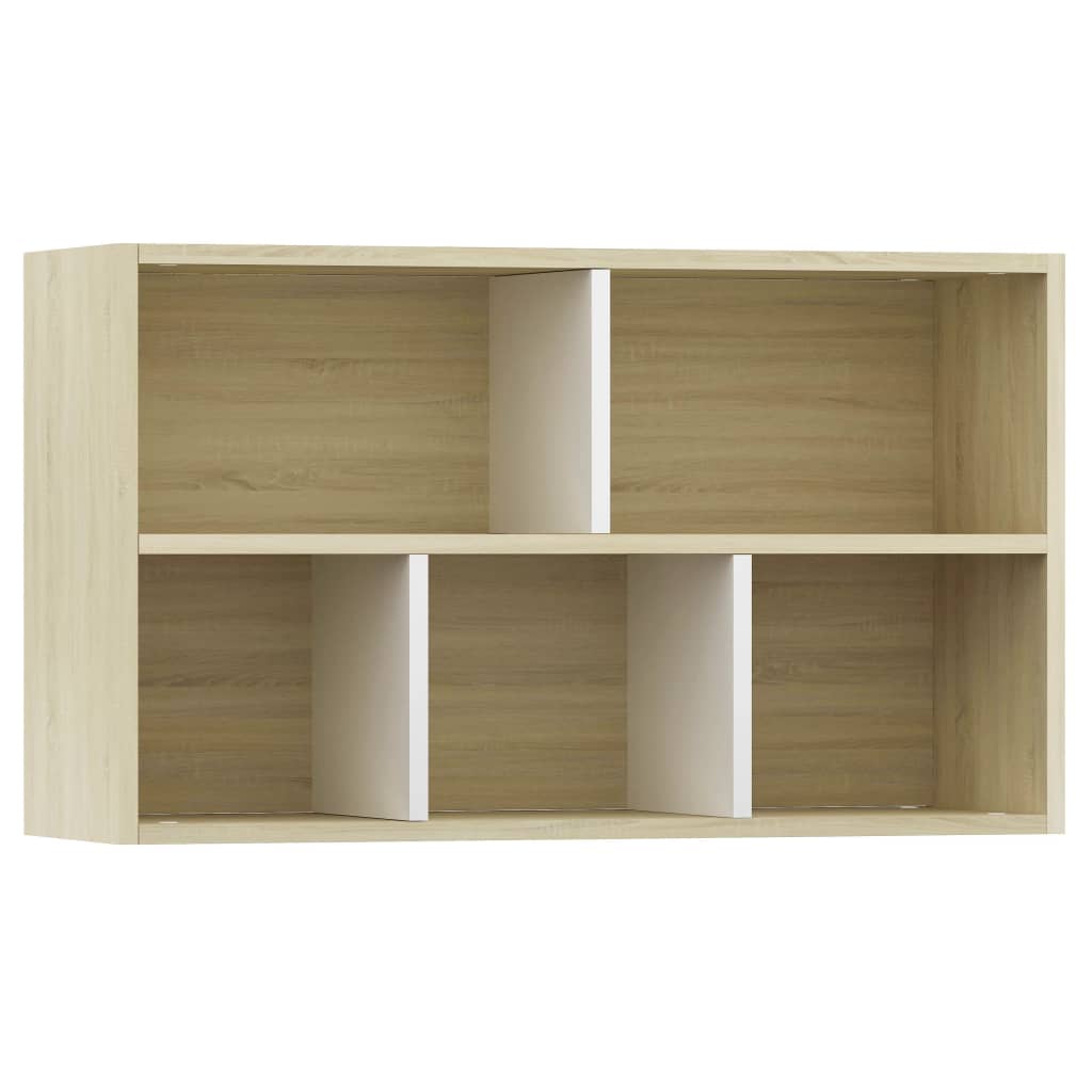 Book Cabinet/Sideboard White and Sonoma Oak 50x25x80 cm Engineered Wood