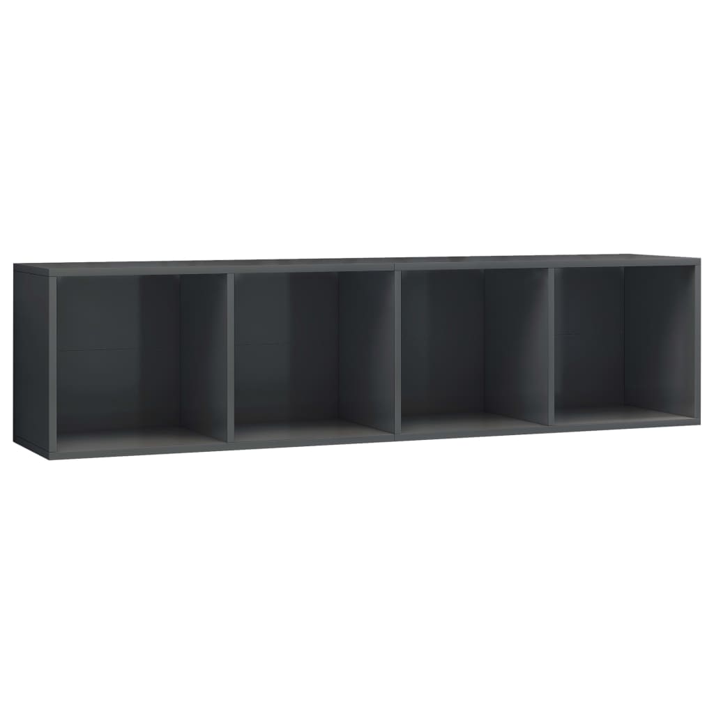 Book Cabinet/TV Cabinet High Gloss Grey 143x30x36 cm