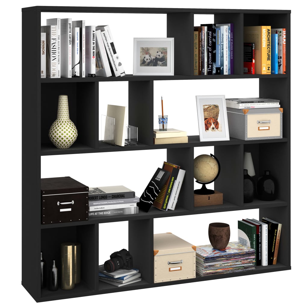 Room Divider/Book Cabinet Black 110x24x110 cm Engineered Wood