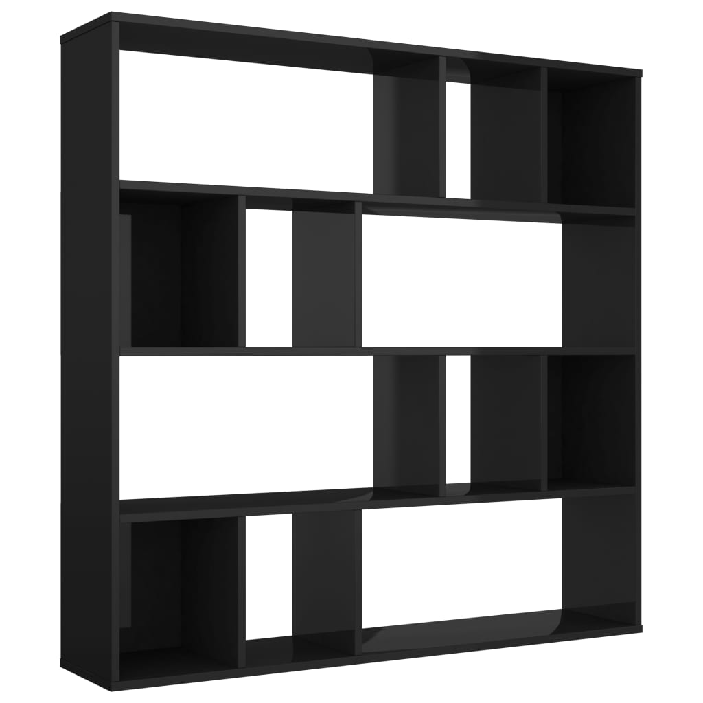 Room Divider/Book Cabinet High Gloss Black 110x24x110 cm Engineered Wood