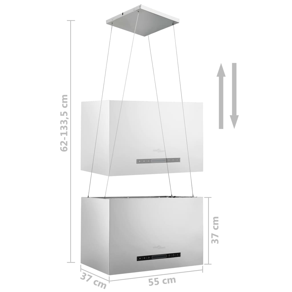 Hanging Island Range Hood Touch Sensor LCD 55 cm Stainless Steel