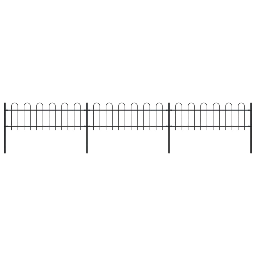 Garden Fence with Hoop Top Steel 5.1 m Black