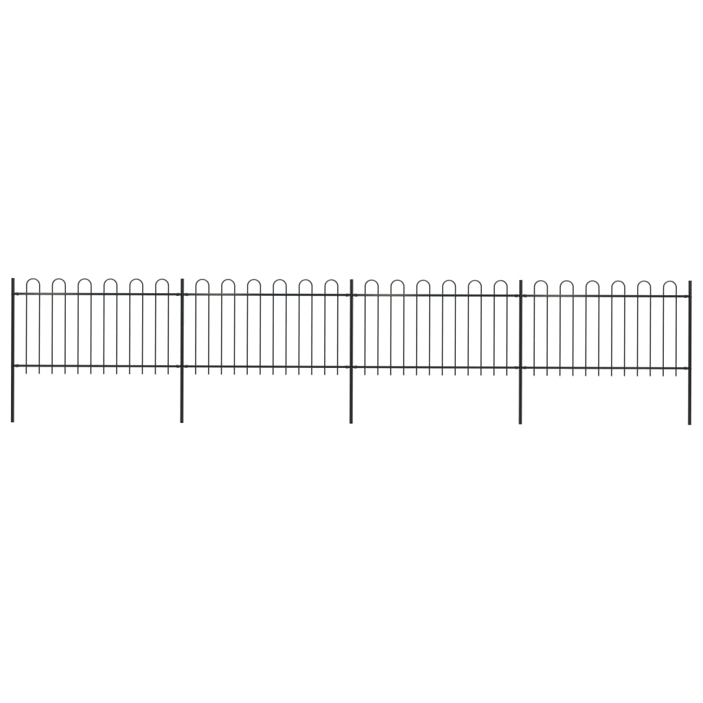 Garden Fence with Hoop Top Steel 6.8 m Black