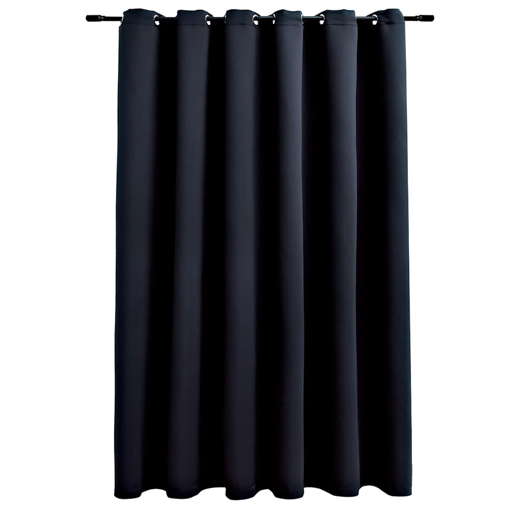 Blackout Curtain with Metal Rings Black 290x245 cm