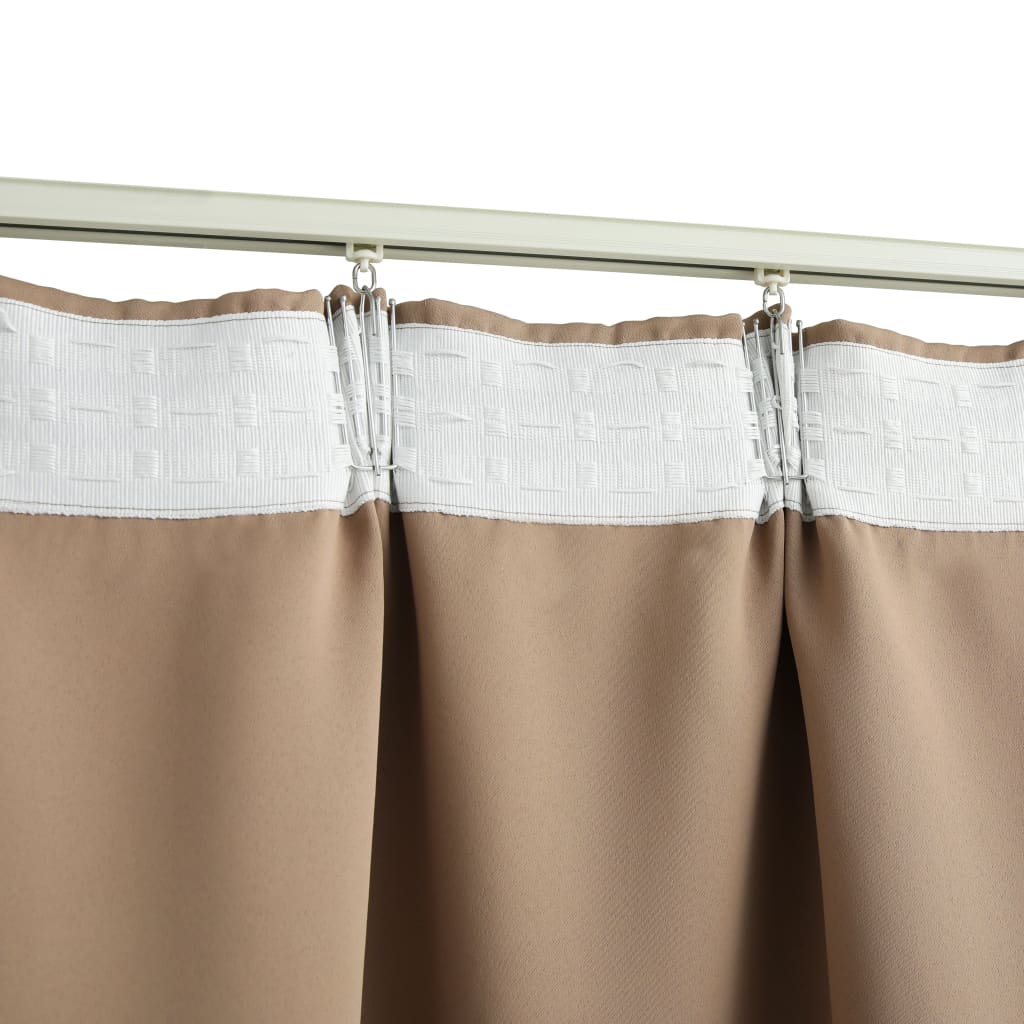 Blackout Curtains with Hooks 2 pcs Taupe 140x245 cm