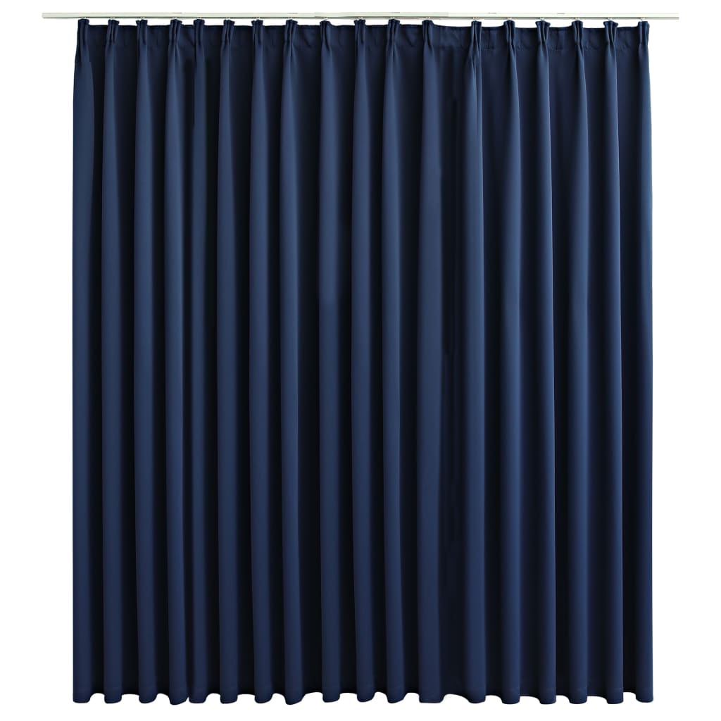 Blackout Curtain with Hooks Blue 290x245 cm