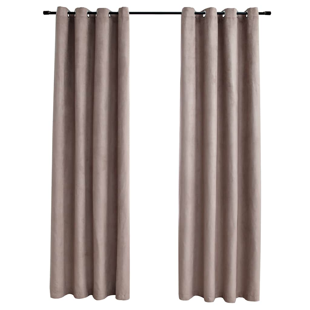 Blackout Curtains with Metal Rings 2 pcs Taupe 140x225 cm