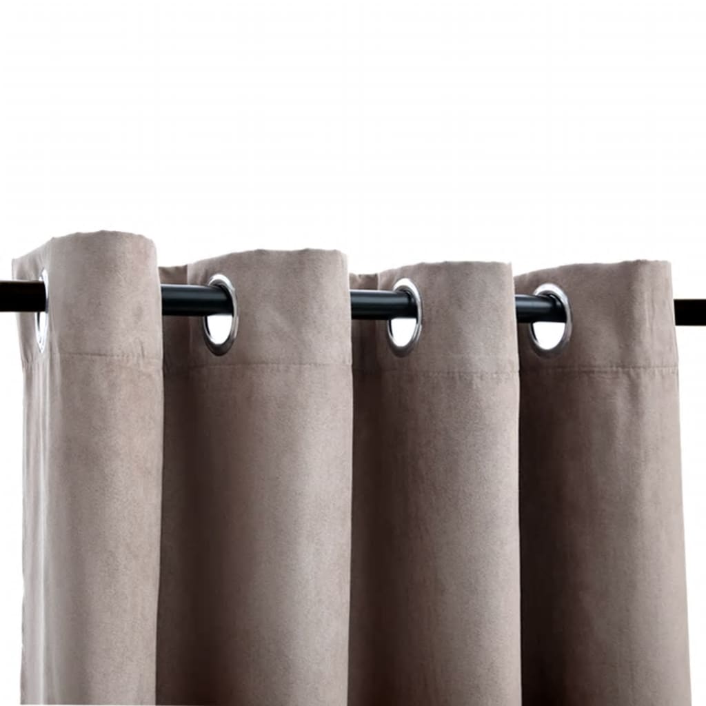 Blackout Curtains with Metal Rings 2 pcs Taupe 140x225 cm