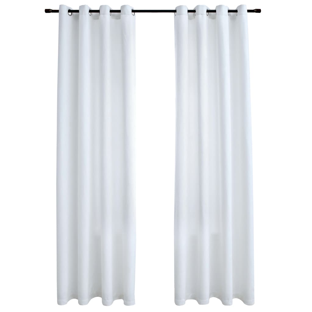 Blackout Curtains with Metal Rings 2 pcs Off White 140x245 cm