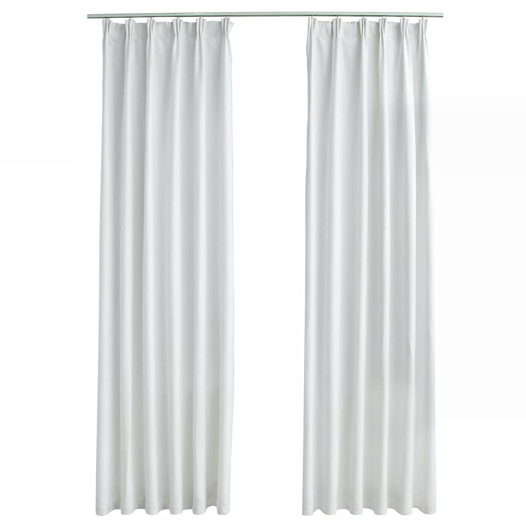 Blackout Curtains with Hooks 2 pcs Off White 140x225 cm