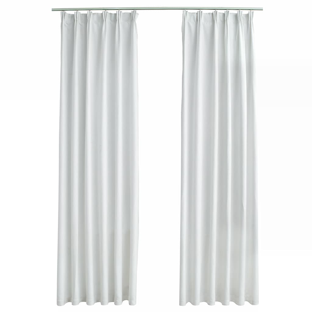 Blackout Curtains with Hooks 2 pcs Off White 140x245 cm