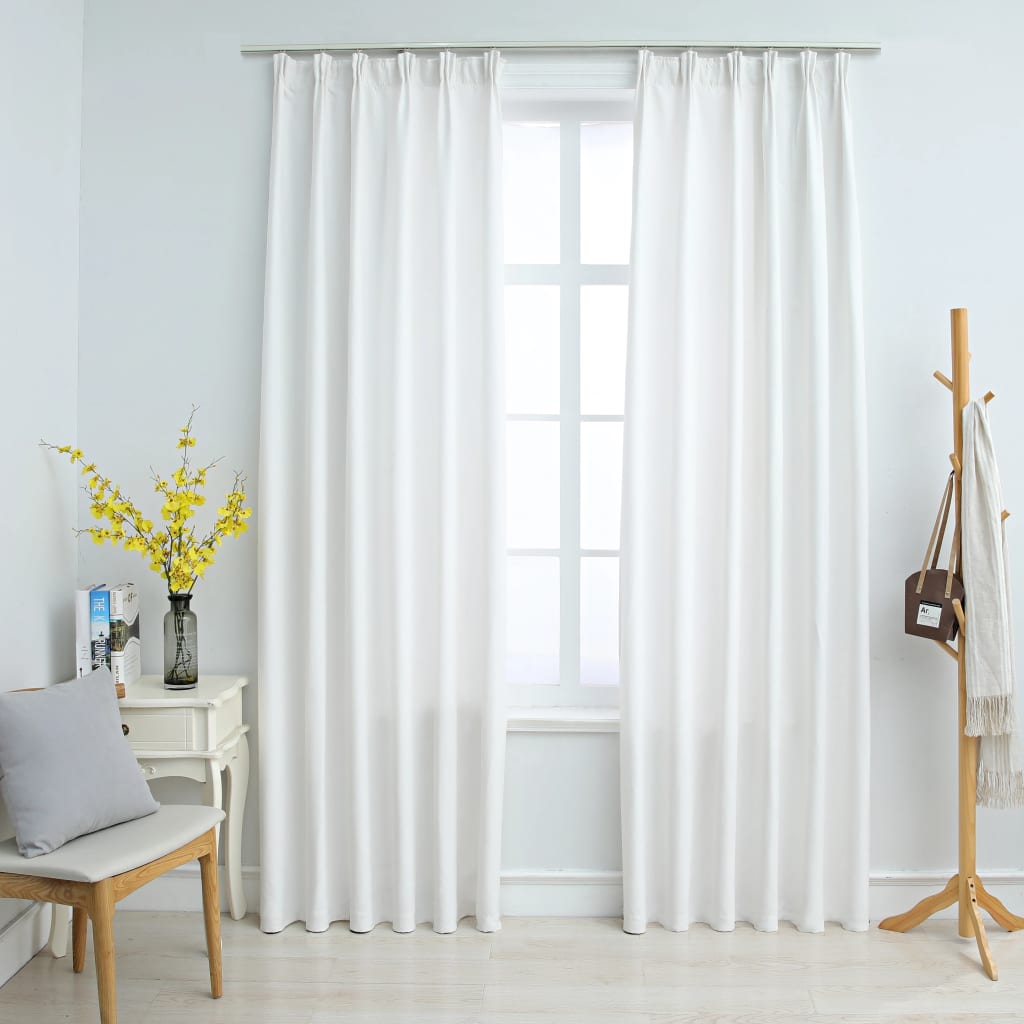 Blackout Curtains with Hooks 2 pcs Off White 140x245 cm