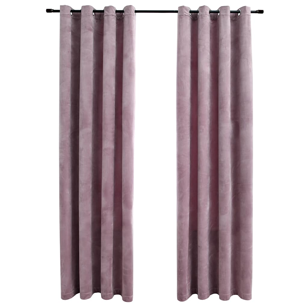 Blackout Curtains with Rings 2 pcs Velvet Antique Pink 140x175 cm