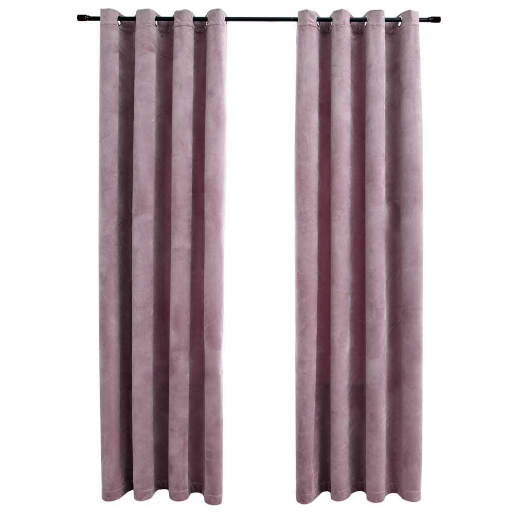 Blackout Curtains with Rings 2 pcs Velvet Antique Pink 140x225 cm