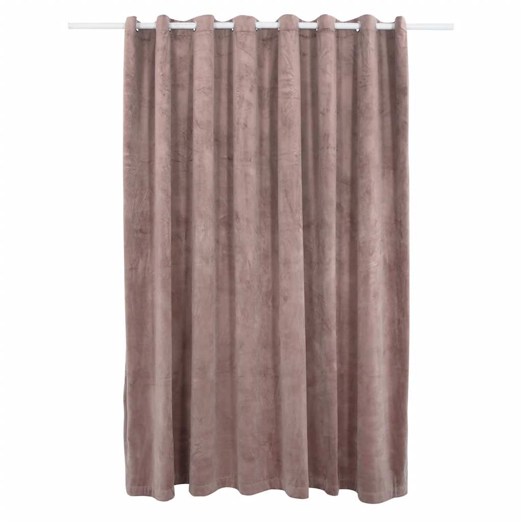 Blackout Curtain with Metal Rings Velvet Antique Pink 290x245 cm