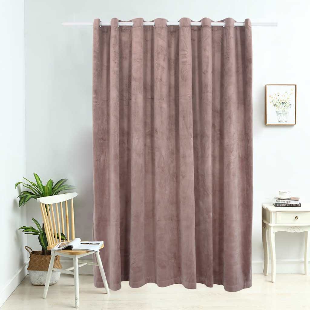 Blackout Curtain with Metal Rings Velvet Antique Pink 290x245 cm