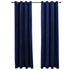 Blackout Curtains with Rings 2 pcs Velvet Dark Blue 140x245 cm