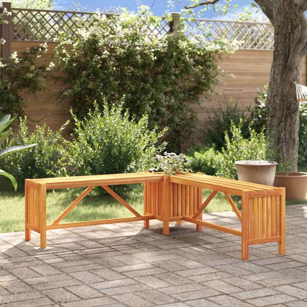 Garden Corner Bench with Planter 117x117x40 cm Solid Acacia Wood