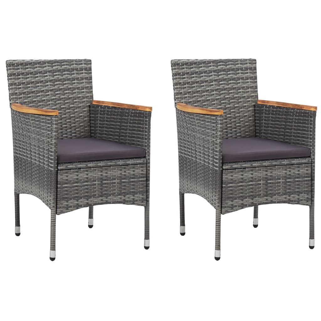 Garden Dining Chairs 2 pcs Poly Rattan Grey