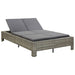 2-Person Sunbed with Cushion Grey Poly Rattan