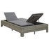 2-Person Sunbed with Cushion Grey Poly Rattan