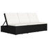 Convertible Sun Bed with Cushion Poly Rattan Black