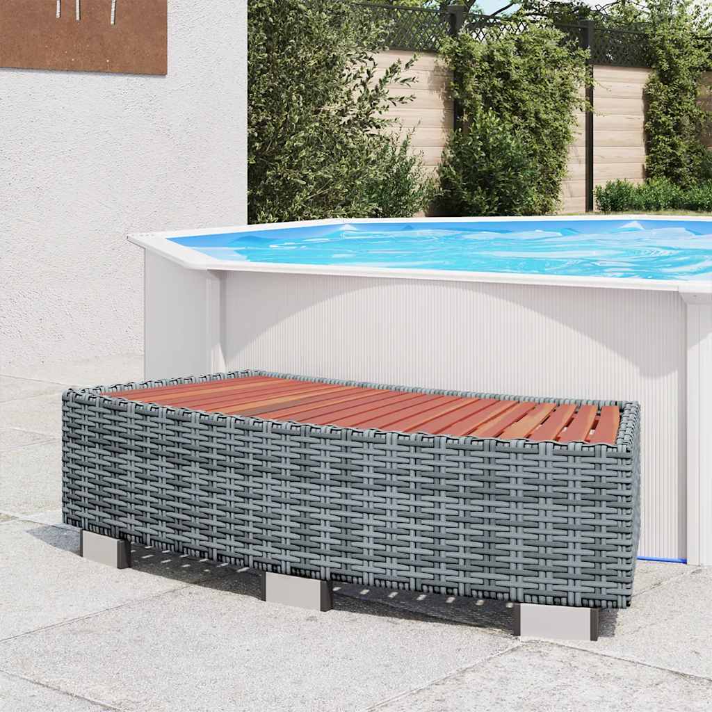 Spa Step Grey Poly Rattan 92x45x25 cm