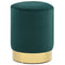 Stool Dark Green and Gold Velvet