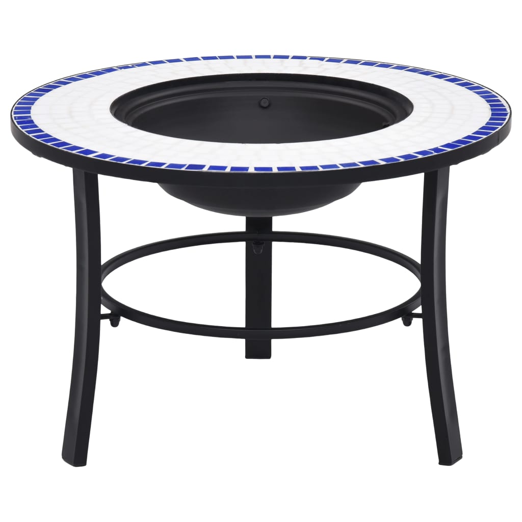 Mosaic Fire Pit Blue and White 68cm Ceramic