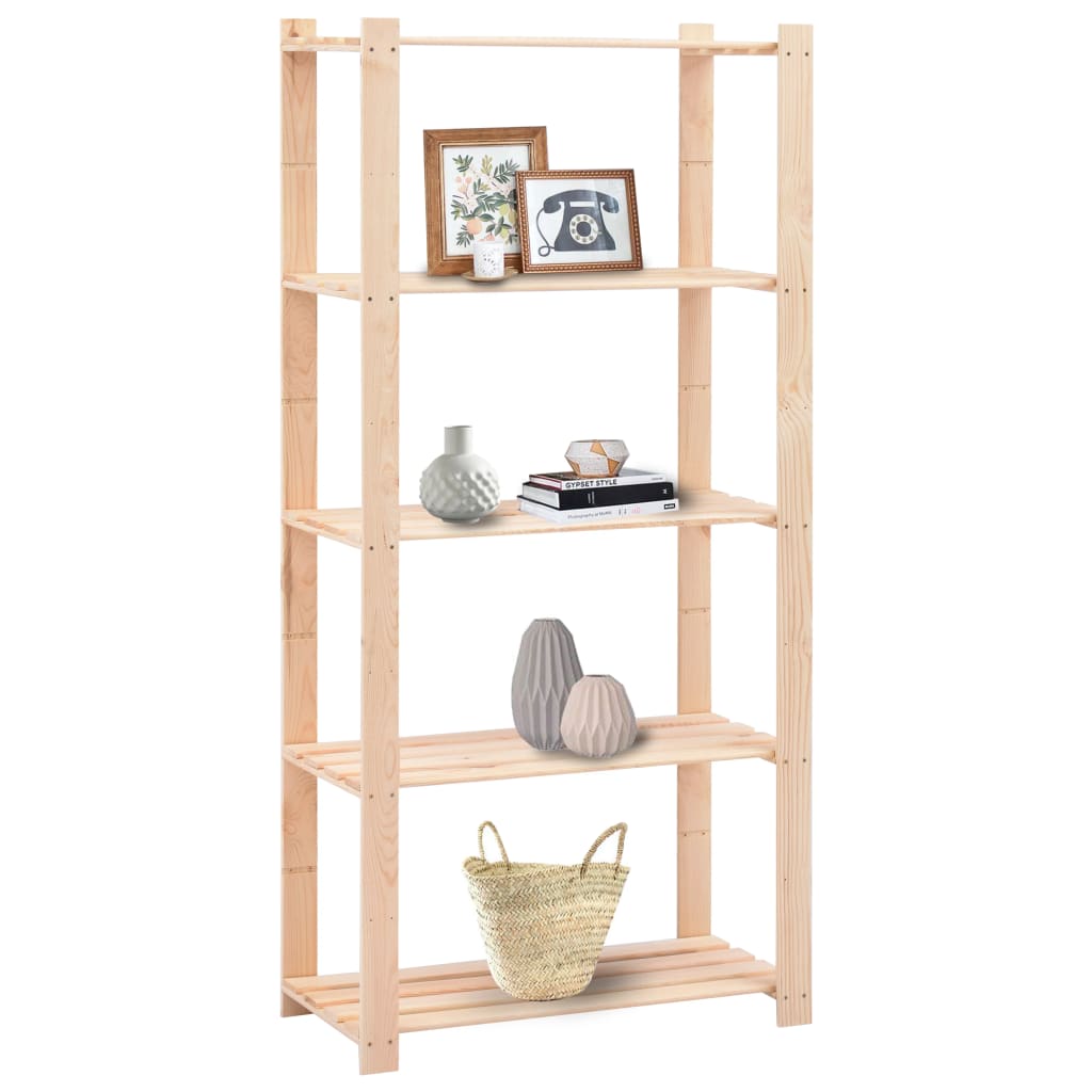 5-Tier Storage Rack 80x38x170 cm Solid Wood Pine 250 kg