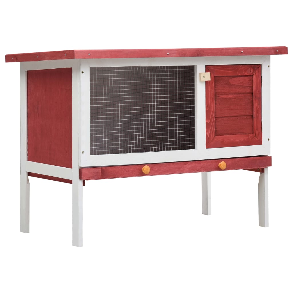 Outdoor Rabbit Hutch 1 Layer Red Wood