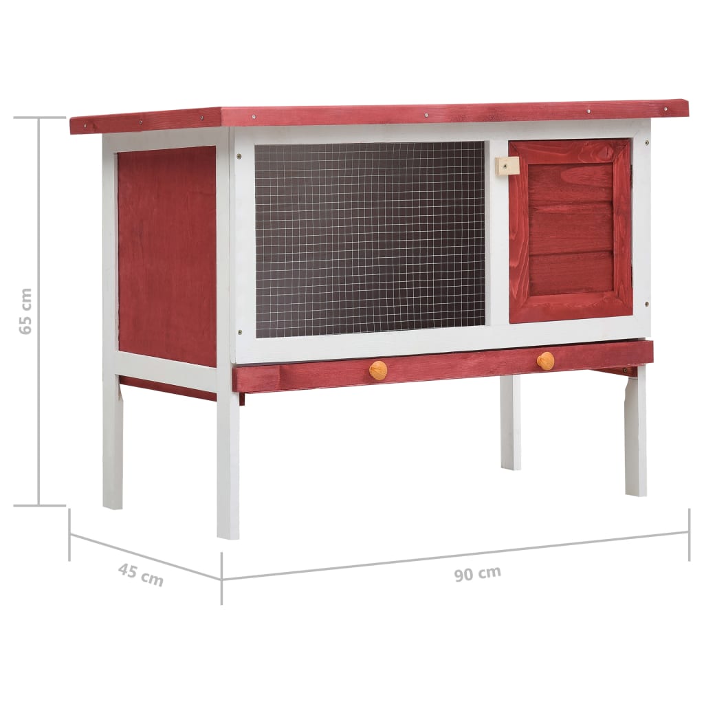 Outdoor Rabbit Hutch 1 Layer Red Wood