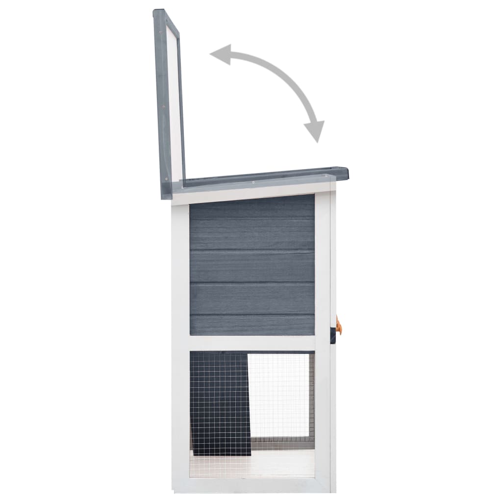 Outdoor Rabbit Hutch 1 Door Grey Wood