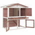 Outdoor Rabbit Hutch 3 Doors Brown Wood