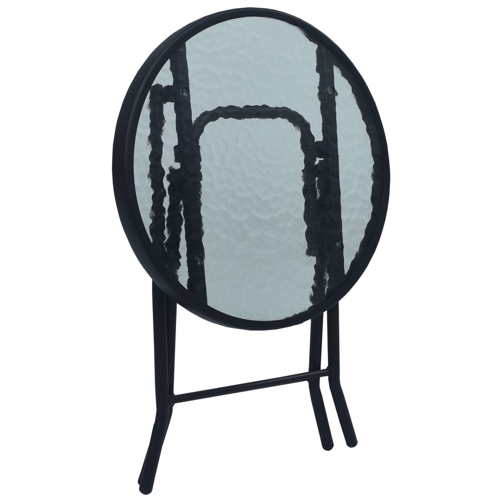 Bistro Table Black 40x46 cm Steel and Glass