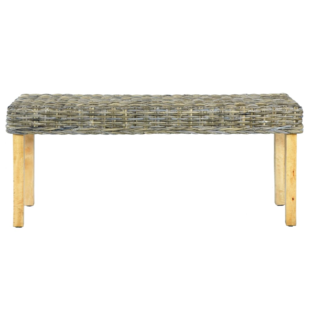 Bench 110 cm Natural Kubu Rattan and Solid Mango Wood