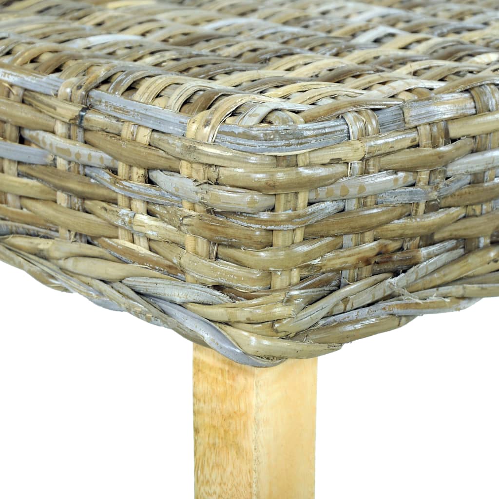 Bench 110 cm Natural Kubu Rattan and Solid Mango Wood