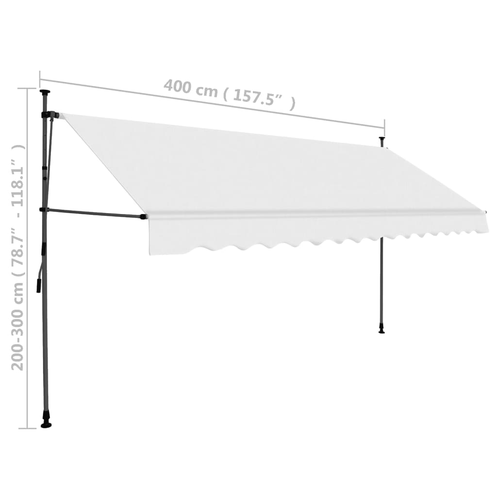 Manual Retractable Awning with LED 400 cm Cream