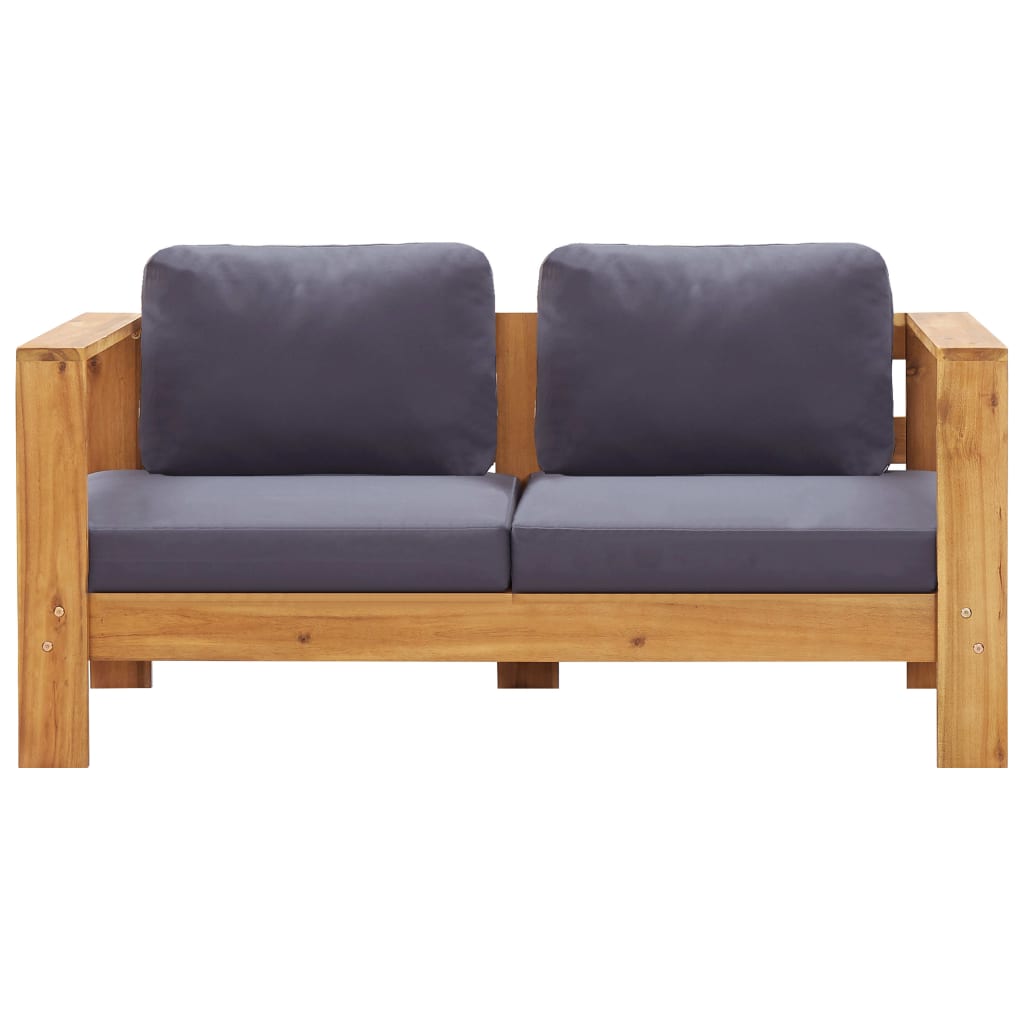 Garden Sofa Bench with Cushions 140 cm Solid Acacia Wood Grey