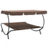 Outdoor Lounge Bed with Canopy and Pillows Brown