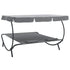 Outdoor Lounge Bed with Canopy and Pillows Grey